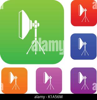 Studio lighting equipment set collection Stock Vector