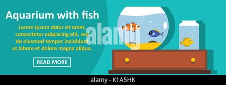 Aquarium with fish banner horizontal concept Stock Vector