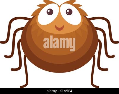 Brown spider on white background illustration Stock Vector