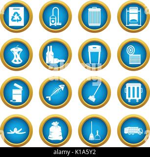 Garbage thing icons set blue Stock Vector Image & Art - Alamy