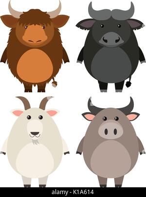 Farm animals on white background illustration Stock Vector