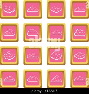 Clouds icons pink Stock Vector