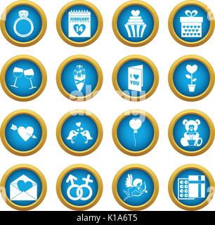Saint Valentine icons set blue Stock Vector Image & Art - Alamy
