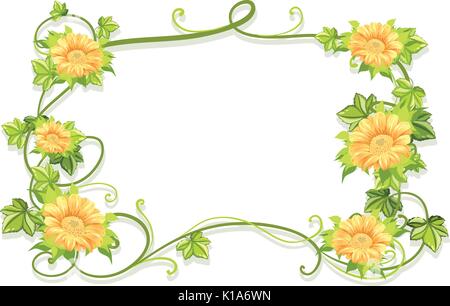 Frame template with yellow flowers illustration Stock Vector