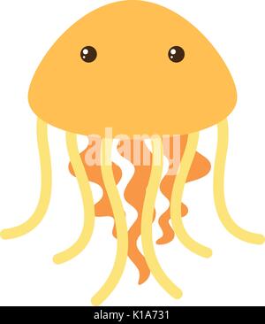 Yellow jellyfish on white background illustration Stock Vector