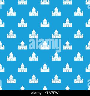 Chillon Castle, Switzerland pattern seamless blue Stock Vector