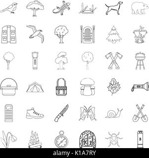 Compass icons set, outline style Stock Vector