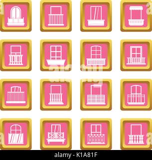 Window forms icons pink Stock Vector