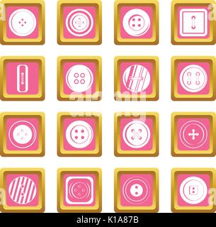 Clothes button icons pink Stock Vector