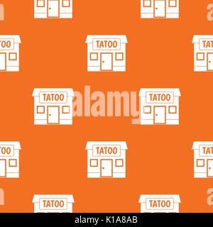 Tattoo salon building pattern seamless Stock Vector