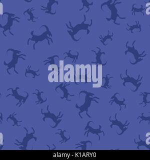 Horned Goats Seamless Pattern Stock Vector