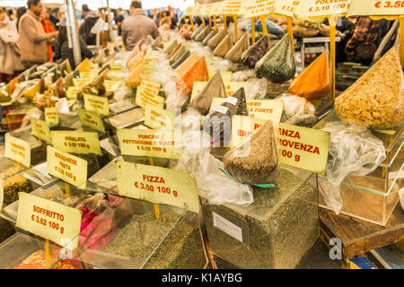 herbs for italian pasta dishes for sale at a stall at campo dei fiori market Stock Photo