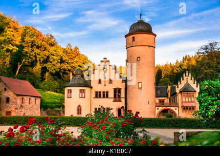 beautiful romantic castles of Germany - Schloss Mespelbrunn Stock Photo