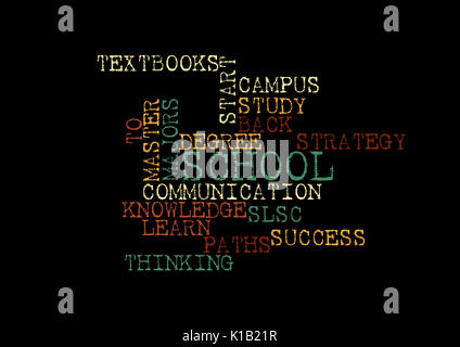 Words about back to school and education written in word cloud style. 3D Rendering. Stock Photo