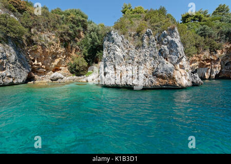 Glimpses of the natural port of the infreschi located along the coast of the nationa park of Cilento in Campania. Its name comes from the innumerable Stock Photo