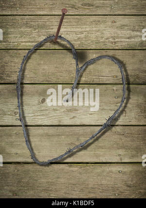 Western Barbed Wire Heart Stock Photo