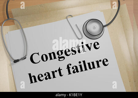 Render illustration of Congestive heart failure title on Medical Documents Stock Photo