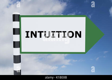 Render illustration of Intuition title on road sign Stock Photo