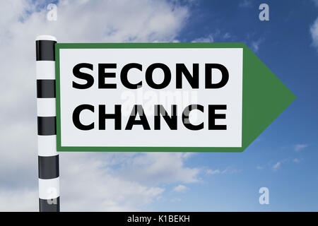 Render illustration of Second Chance Title on road sign Stock Photo