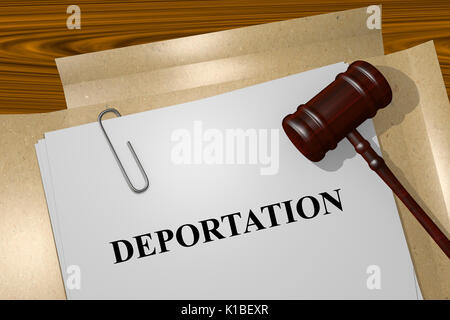 Render illustration of Deportation Title On Legal Documents Stock Photo