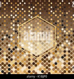 Hexagon gold halftone abstract background, stock vector Stock Vector