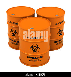 3d render of barrels with biohazard substance isolated over white background Stock Photo