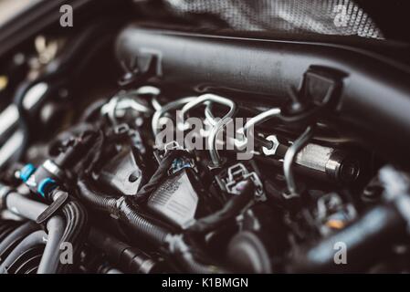 Modern turbocharged diesel engine fuel supply system Stock Photo