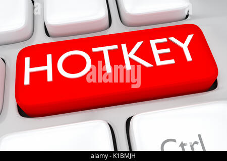 Render illustration of computer keyboard with the print Hotkey on a red button Stock Photo