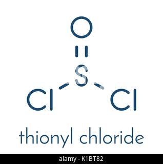 Thionyl chloride (SOCl2) chemical reagent molecule. Skeletal formula. Stock Vector