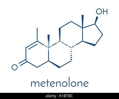 Metenolone anabolic steroid molecule. Used (banned) in sports doping. Skeletal formula. Stock Vector