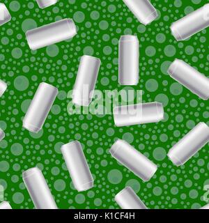 Silver Drink Can Seamless Pattern Stock Vector