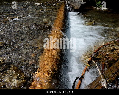 small waterfall, artificial cascade on the river, Stock Photo