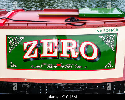 Zero On Narrow Boat Reading Berkshire England Stock Photo Alamy