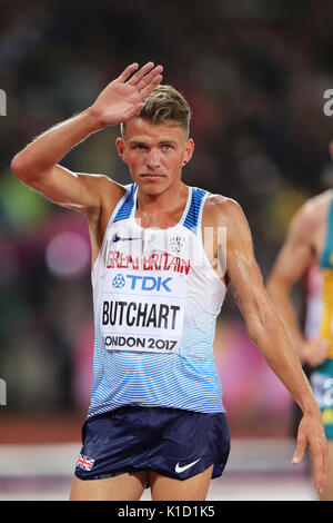 Andrew BUTCHART (Great Britain) competing in the Men's 5000m Heat 2 at the 2017, IAAF World Championships, Queen Elizabeth Olympic Park, Stratford, London, UK. Stock Photo