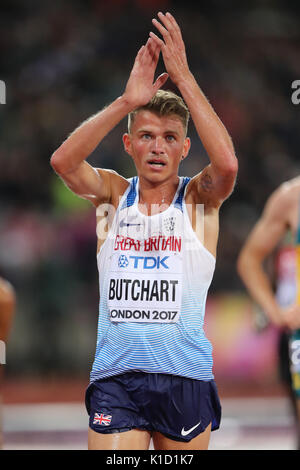 Andrew BUTCHART (Great Britain) competing in the Men's 5000m Heat 2 at the 2017, IAAF World Championships, Queen Elizabeth Olympic Park, Stratford, London, UK. Stock Photo