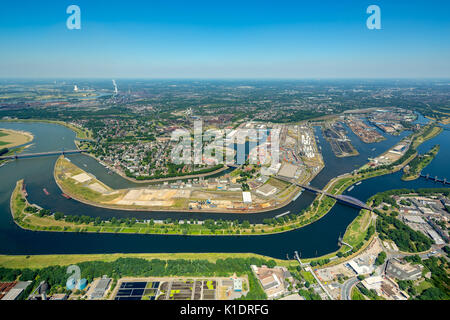 Duisburger Hafen AG, Duisport, Mercator Island, inland shipping, logistics, Rhine, Duisburg, Ruhr area, North Rhine-Westphalia Stock Photo