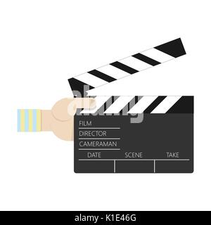 Movie clapperboard in hand. Flat vector isolated Stock Vector