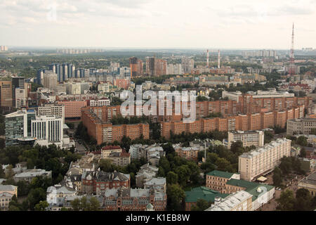 Picture of downtown Nizhny Novgorod, Russia, 26 August 2017 (aerial shot). The city is host to one of the venues of the FIFA 2018 Soccer World Cup in Russia. Photo: Marius Becker/dpa Stock Photo