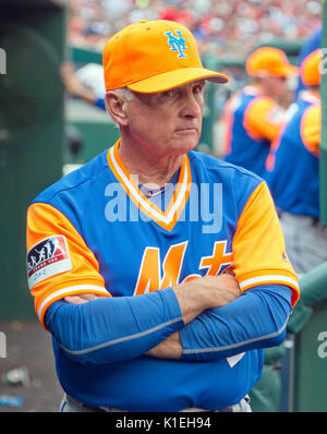 Washington, Us. 26th Aug, 2017. New York Mets custom nickname jersey, with  the bat, hat and sox, displayed in the dugout prior to the game against the  Washington Nationals at Nationals Park