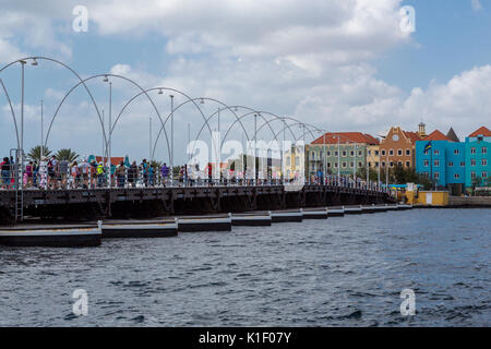 Willemstad, Curacao, Lesser Antilles.  Queen Emma Pontoon Bridge. Stock Photo