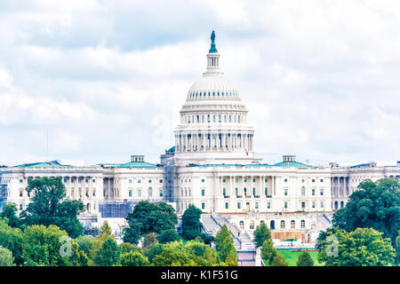 Washington DC, USA - October 2, 2016: Aerial view of United States Congress with construction on pennsylvania avenue Stock Photo