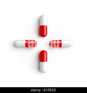 Capsules in a cross array Stock Photo