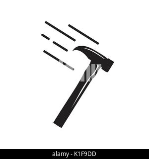 hammer illustration with motion lines, icon design, isolated on white background. Stock Vector