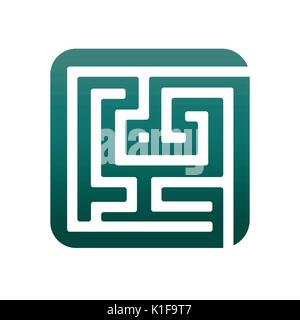maze lines within a square, icon design, isolated on white background. Stock Vector
