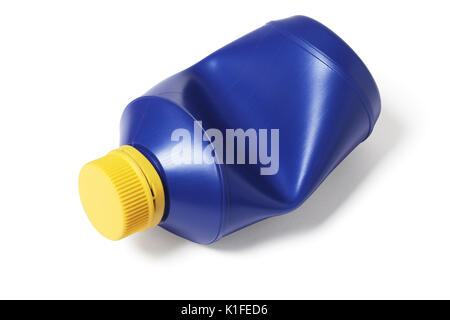 Empty Blue Plastic Container on White Background Stock Photo
