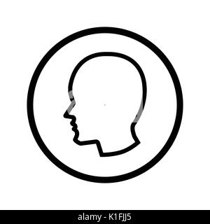Male Head icon, iconic symbol inside a circle, on transparency grid.  Vector Iconic Design. Stock Vector