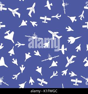Airplane Silhouette Seamless Pattern Stock Vector