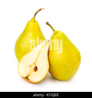 Collection ripe sweet pears isolated on white background Stock Photo