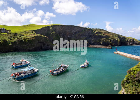 Harbour with small boats in Port Isaac, a small and picturesque fishing village on the north coast of Cornwall, England, UK Stock Photo