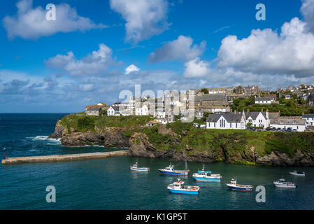 Harbour with small boats in Port Isaac, a small and picturesque fishing village on the north coast of Cornwall, England, UK Stock Photo